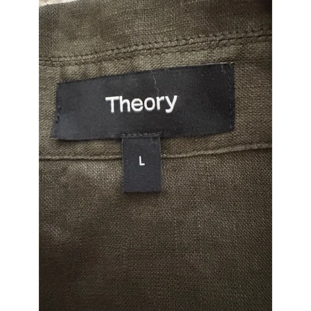 NWOT Theory Notched Collar Relaxed Linen button down shirt, size L - Picture 6 of 7